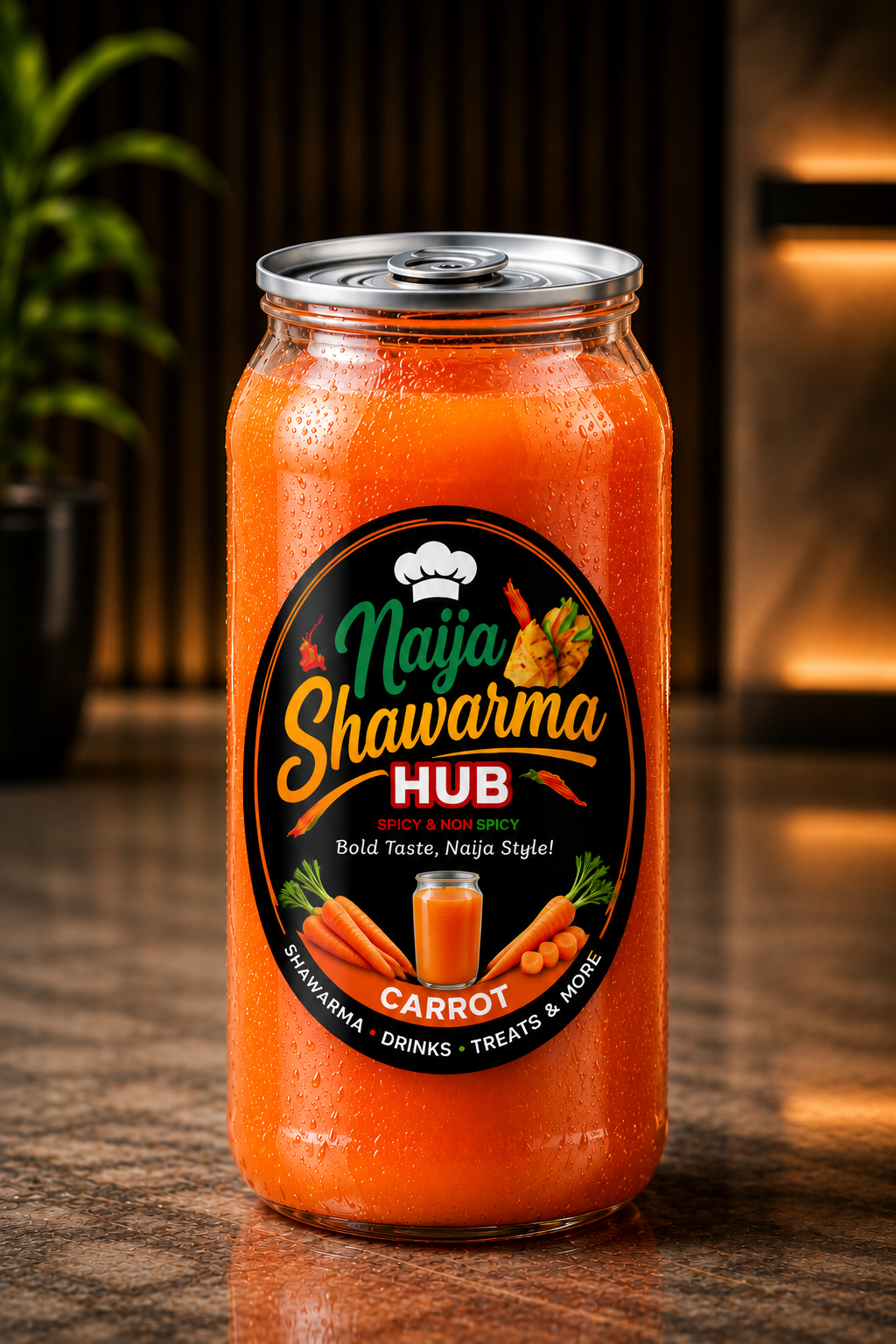 Fresh carrot juice with whole carrots