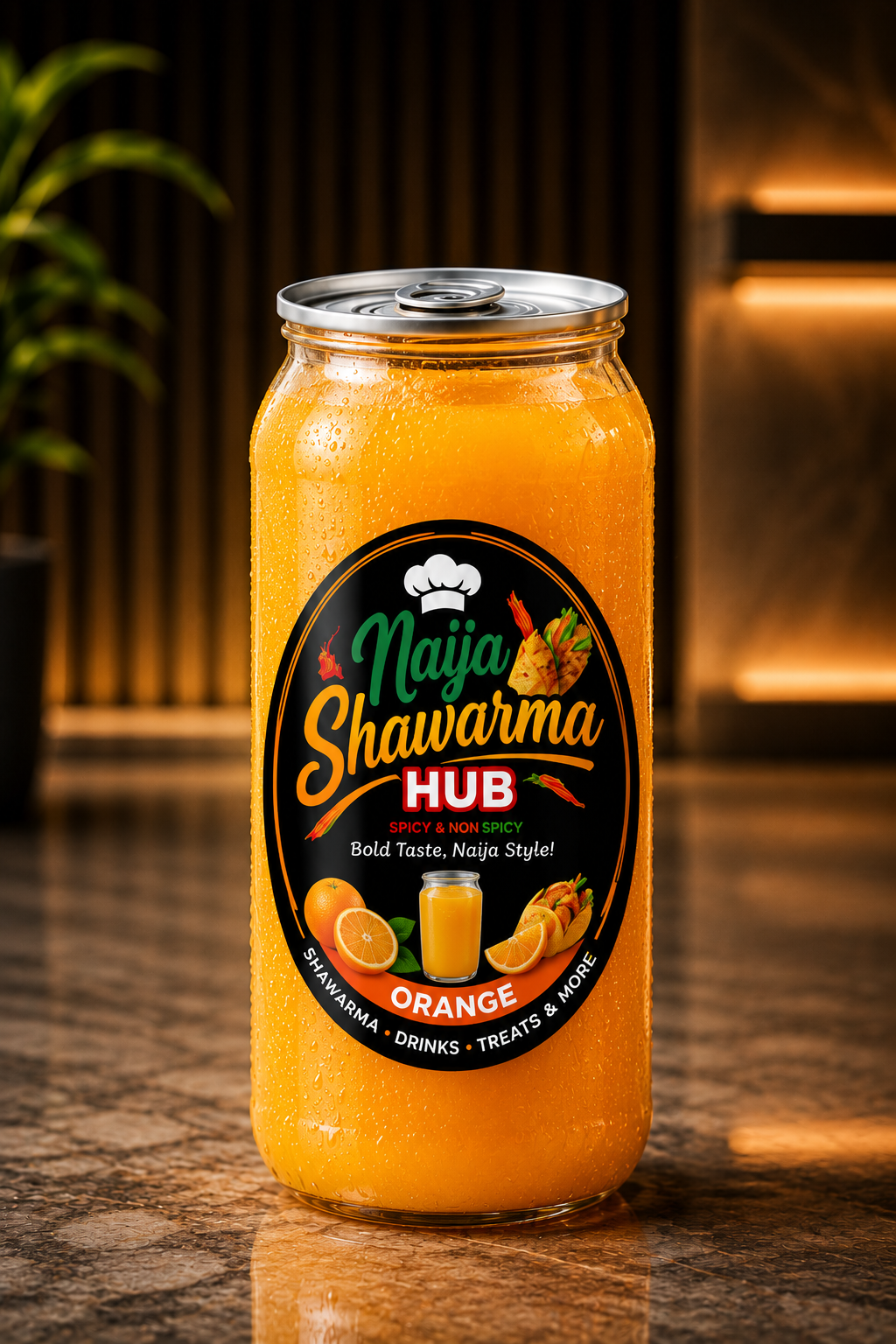 Fresh orange juice with pulp and ice